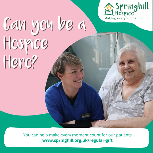 'The work that we do wouldn’t be possible without the help of local supporters just like you.' Dr Charlotte, Springhill Hospice For more information, please visit springhill.org.uk/regular-gift and help make every moment count for our patients and people in your community 📷