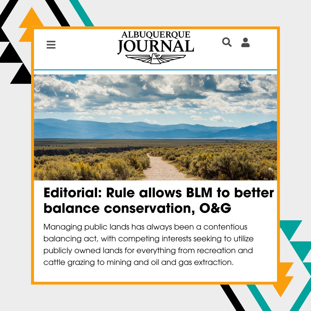 'New Mexicans should support the rule and give BLM the ability to deliver on its multiple-use mandate in a time of climate crisis. It’s time we place the same emphasis on land conservation that we have on energy development.' - @ABQJournal 

📰 ow.ly/oygB50ONfsy
#nmpol