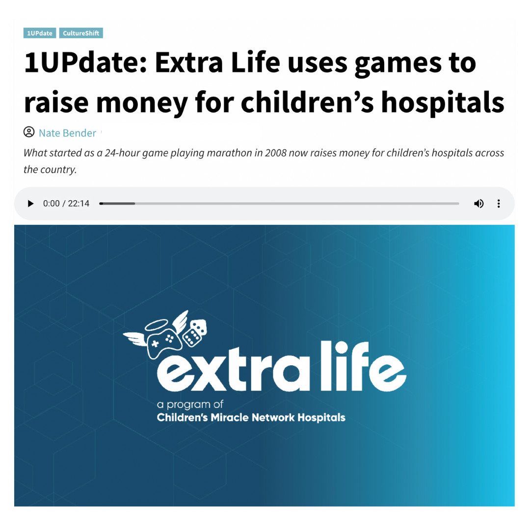 ExtraLife4Kids's tweet photo. Listen to this incredible coverage on #ExtraLife from #1UPdate at https://t.co/sHfJzWBtO1! https://t.co/XE92nAOSWx