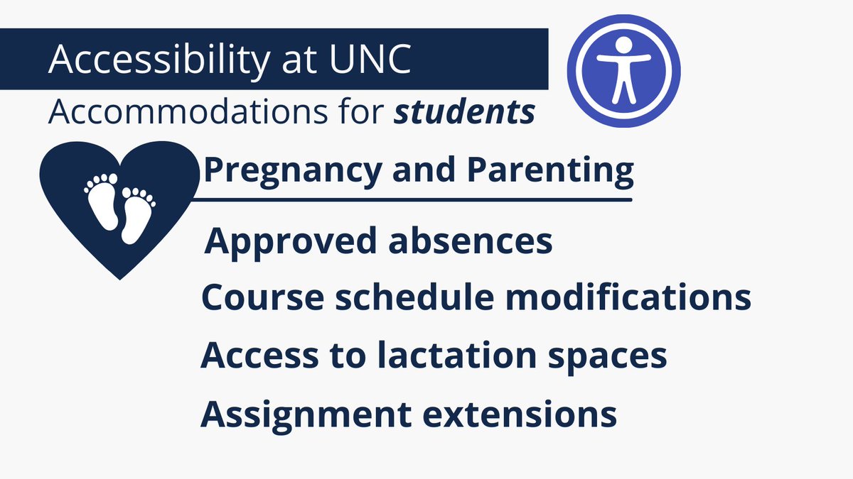 UNC Equal Opportunity & Compliance (@unceoc) on Twitter photo Did you know we provide accommodations for pregnant and parenting students at #Carolina? 🍼
Please email us at accommodations@unc.edu to learn how we can help! #UNC #accessibilityatunc #goheels Did you know we provide accommodations for pregnant and parenting students at #Carolina? 🍼
Please email us at accommodations@unc.edu to learn how we can help! #UNC #accessibilityatunc #goheels