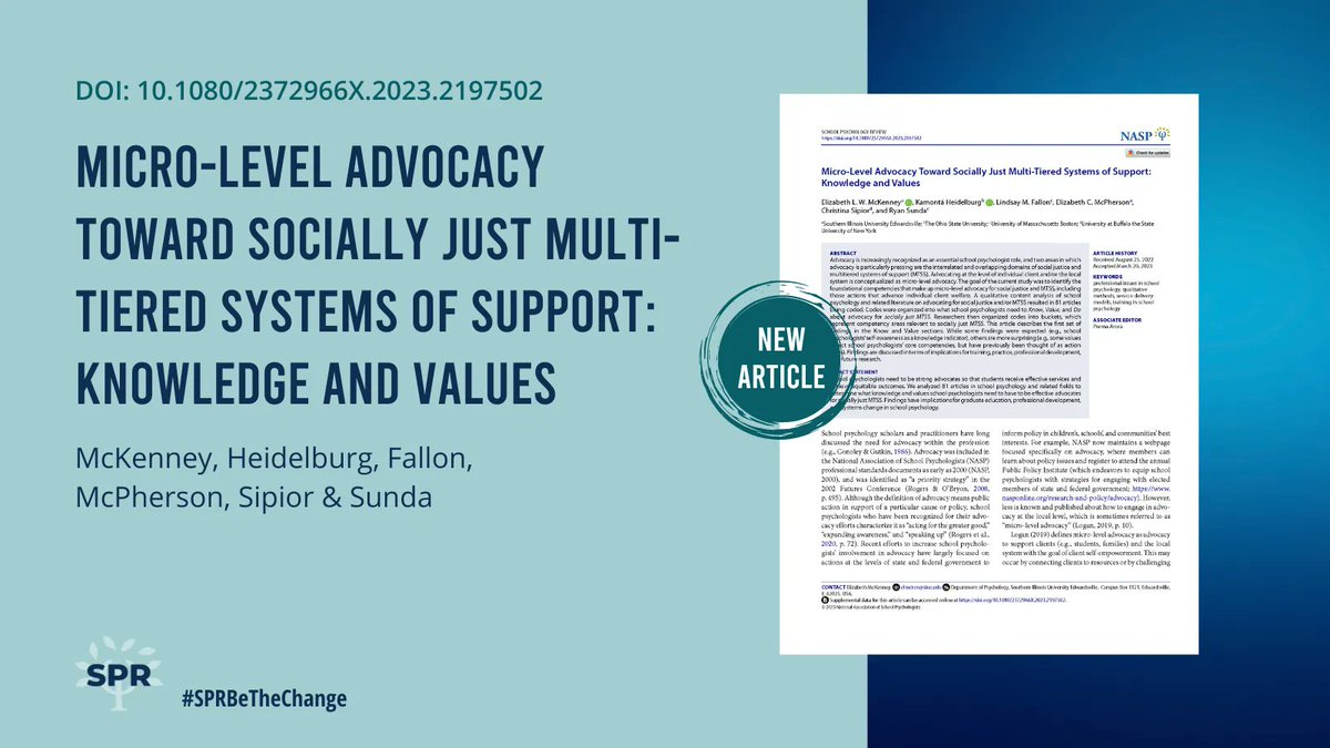 Authors researched foundational competencies that make up micro-level advocacy for social justice and MTSS, including actions that advance individual client welfare. While some findings are expected, others are surprising. buff.ly/3J4sYem NASP mem: buff.ly/3uMg1vR