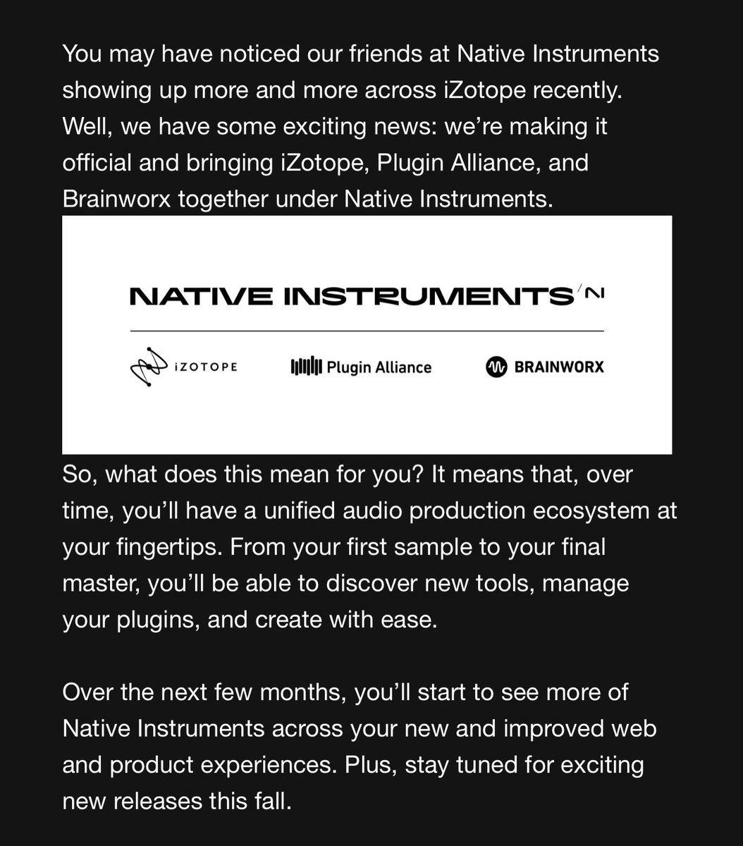 Izotope will be merging with Native Instruments 
#nativeinstruments #izotope