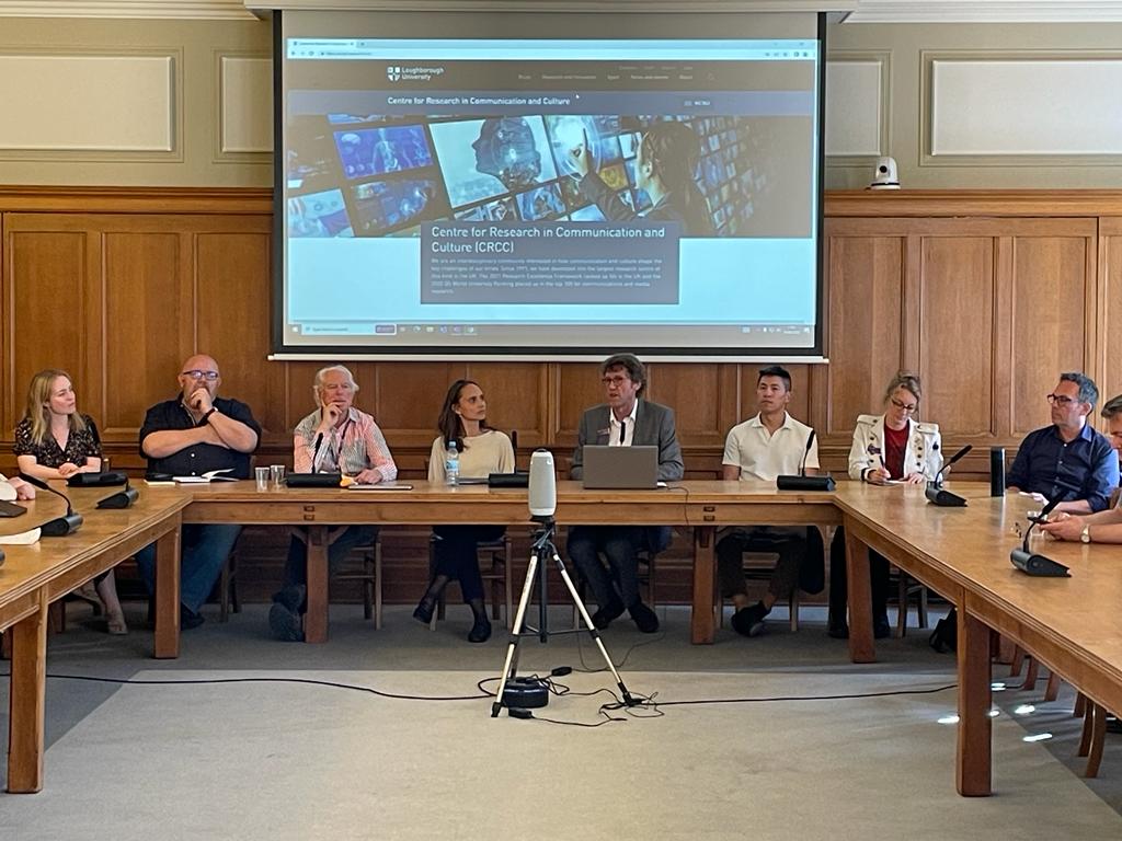 lboroCRCC's tweet photo. The roundtable of our symposium "Bridging Divides with Communication Research" at the Hazlerigg Council Chamber is happening now. 
The central question is how to decolonise and de-westernise our curriculums, practice, research and methods. https://t.co/YeKdCs4Bu0