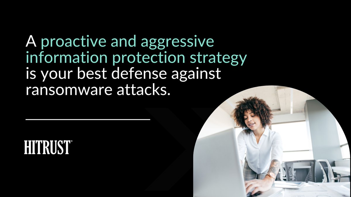 HITRUST's tweet image. A proactive and aggressive information protection strategy is your best defense against ransomware attacks.
 
Access our free ebook to learn more:  hubs.ly/Q01R1kJP0 
 
#HITRUST #HITRUSTCSF #HITRUSTi1 #cybersecurity #compliance #sensitivedata