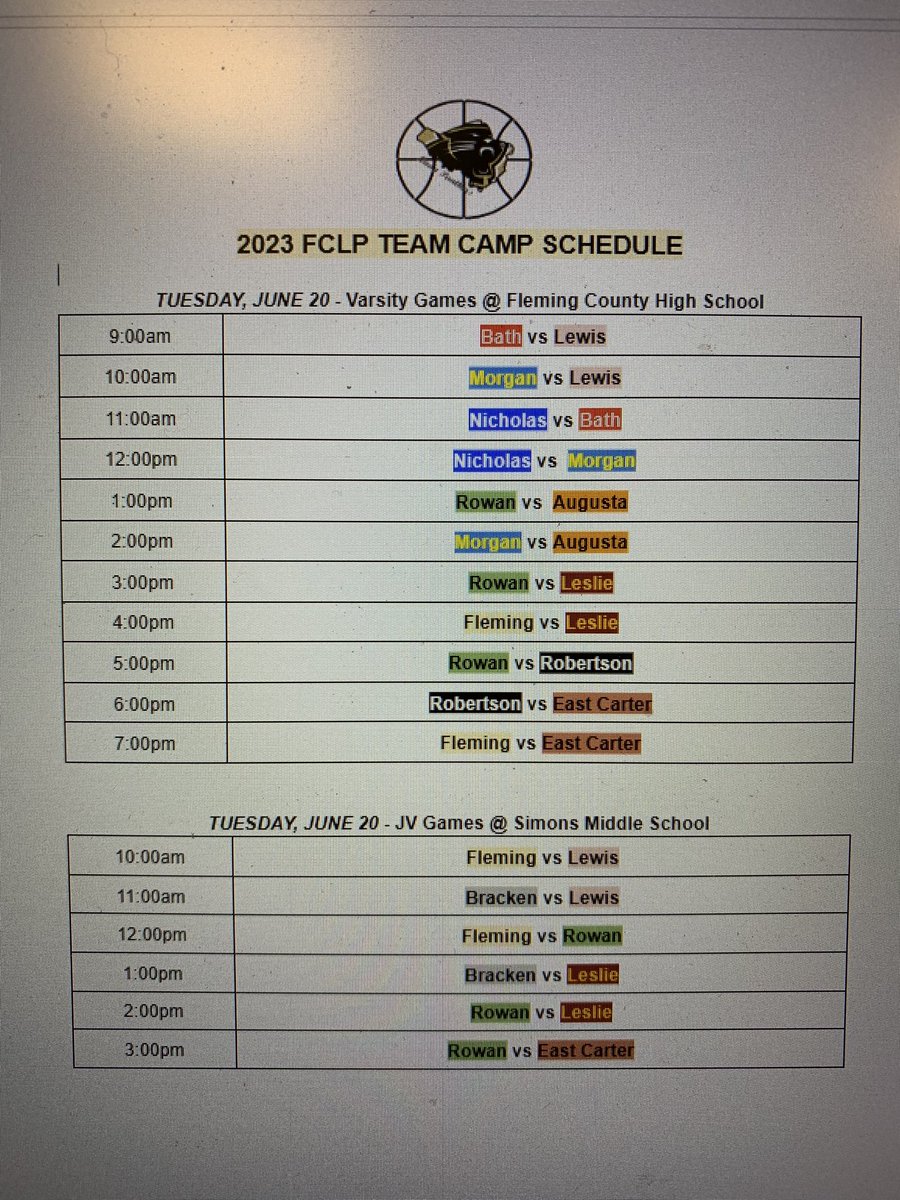 FCLPBasketball's tweet photo. FCLP Team Camp 
Monday, June 19 &amp; Tuesday, June 20

$5.00 adult admission each day (good for all games)

Students are FREE

Come check out some games!

@flemingschools @WFLE1 @MerleKidwell1 @jteegarden20 @WFTMRadio @SparksWillFly35 https://t.co/D87kLARjo1