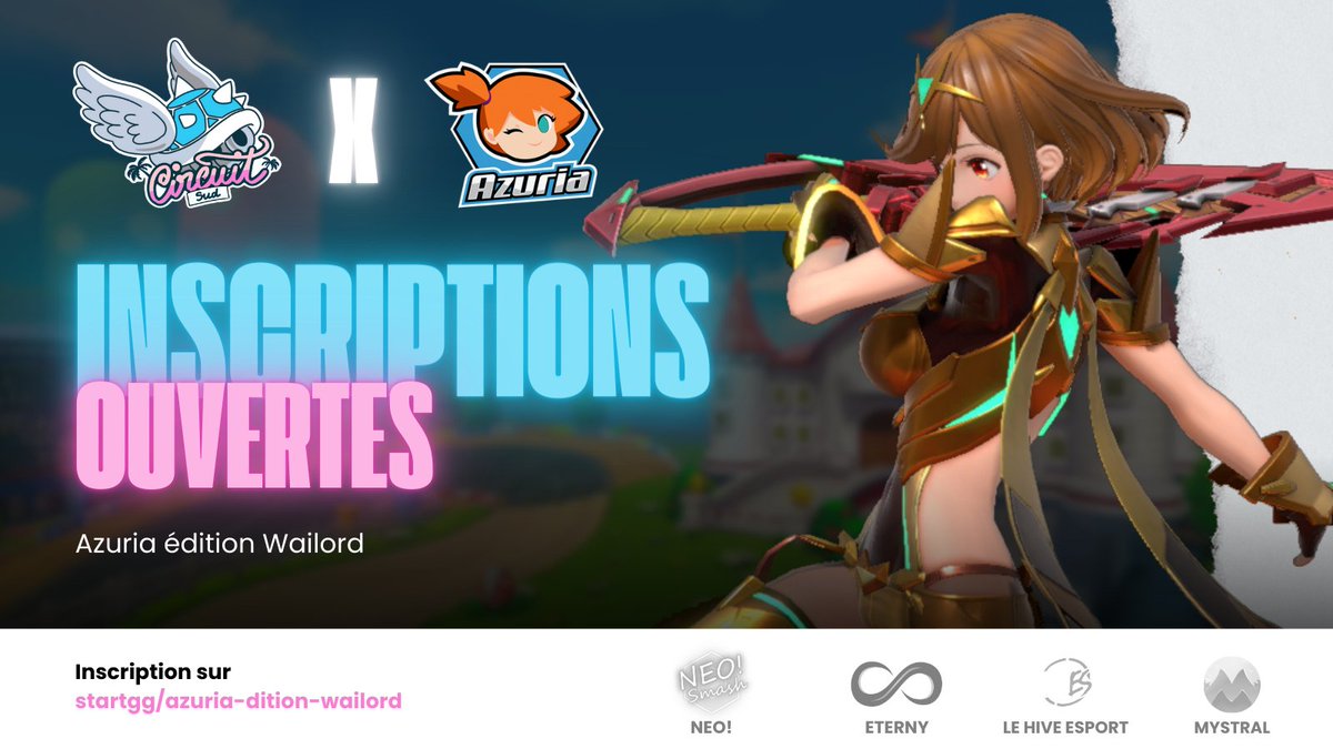 🌊L'Azuria by @LeHiveEsport ouvre ses portes pour le dimanche 23 juillet avec 96 slots !

Inscrivez vous au classique de Cannes dès maintenant et remportez un maximum de points pour le Circuit🔥

Inscriptions ➡️ start.gg/tournament/azu…