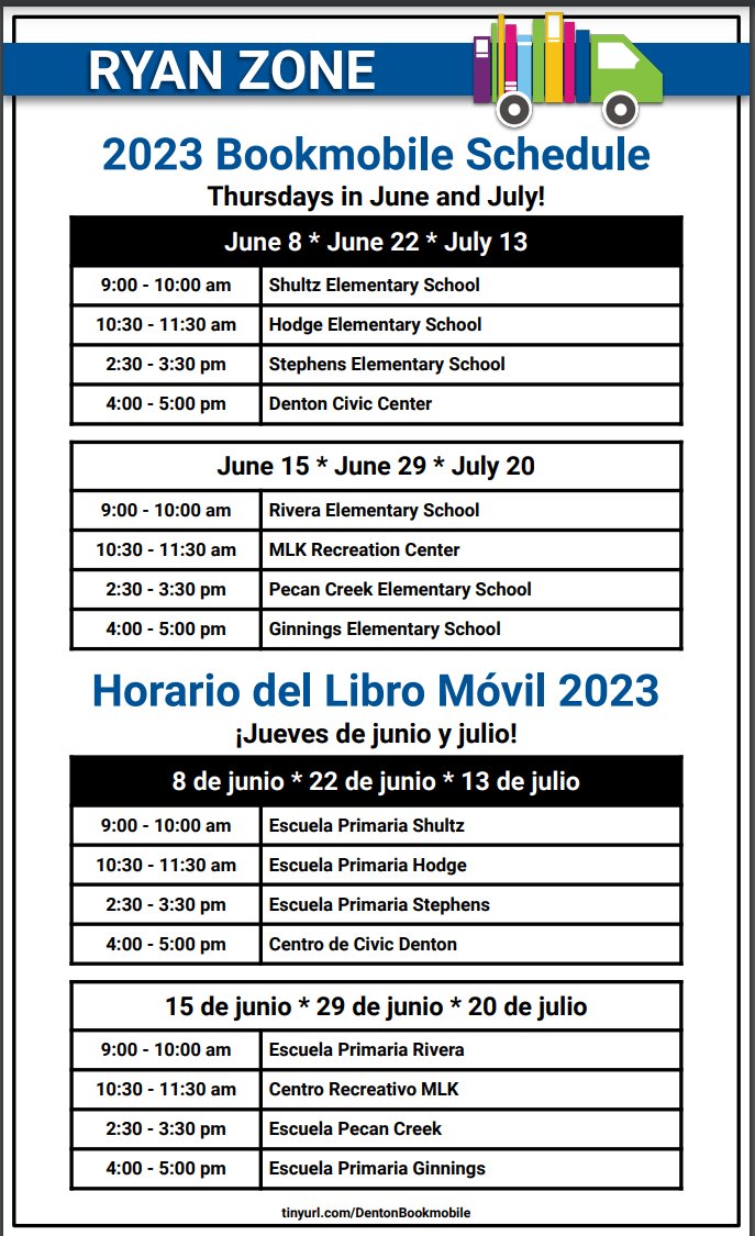 🌟Rivera Stars🌟, the Bookmobile is coming your way tomorrow! We have so many amazing books for you to check out and read! What a great way to get in that summer reading and work on your summer reading challenge! #dentonlibisd #TomasRiveraElem