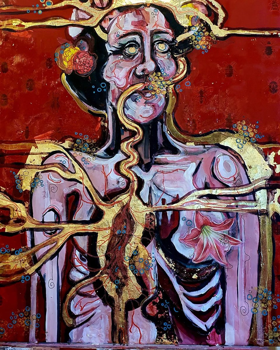 TaraFleurs's tweet photo. Hello all, can I kindly introduce and welcome to the world, a new painting 💀♥️. 
Titled 'Oxygen (i)' Mixed Media on Canvas. 
Tara Fleur 'Woman of Bones' 2023 
#medicalart 
#anatomy 
#art 
#Imagination https://t.co/crckuDnlos