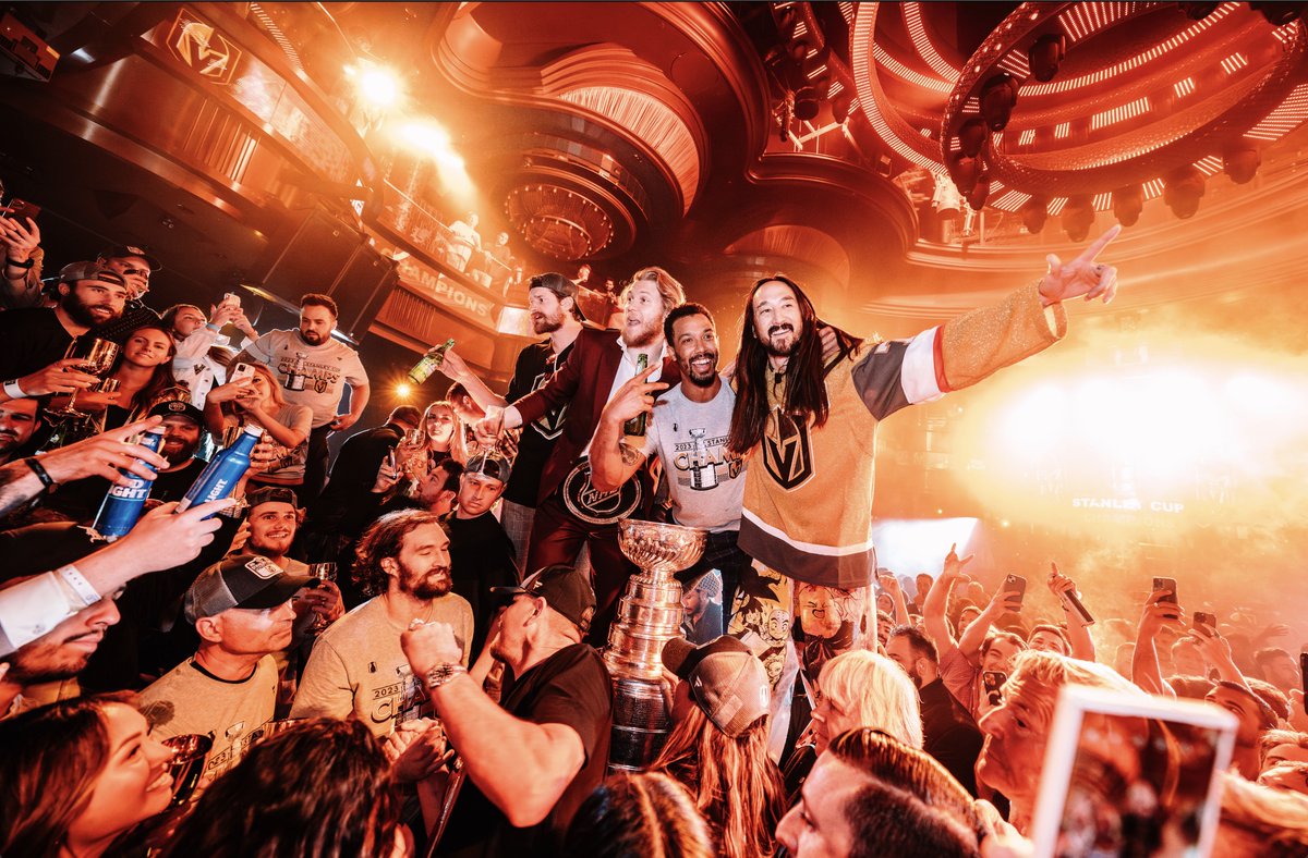 KTNV's tweet photo. The @GoldenKnights brought their post-game celebration (and Lord Stanley himself) to OMNIA last night. 👀 #GoKnightsGo https://t.co/IHuuP9Md03 https://t.co/E5KMUfDFim