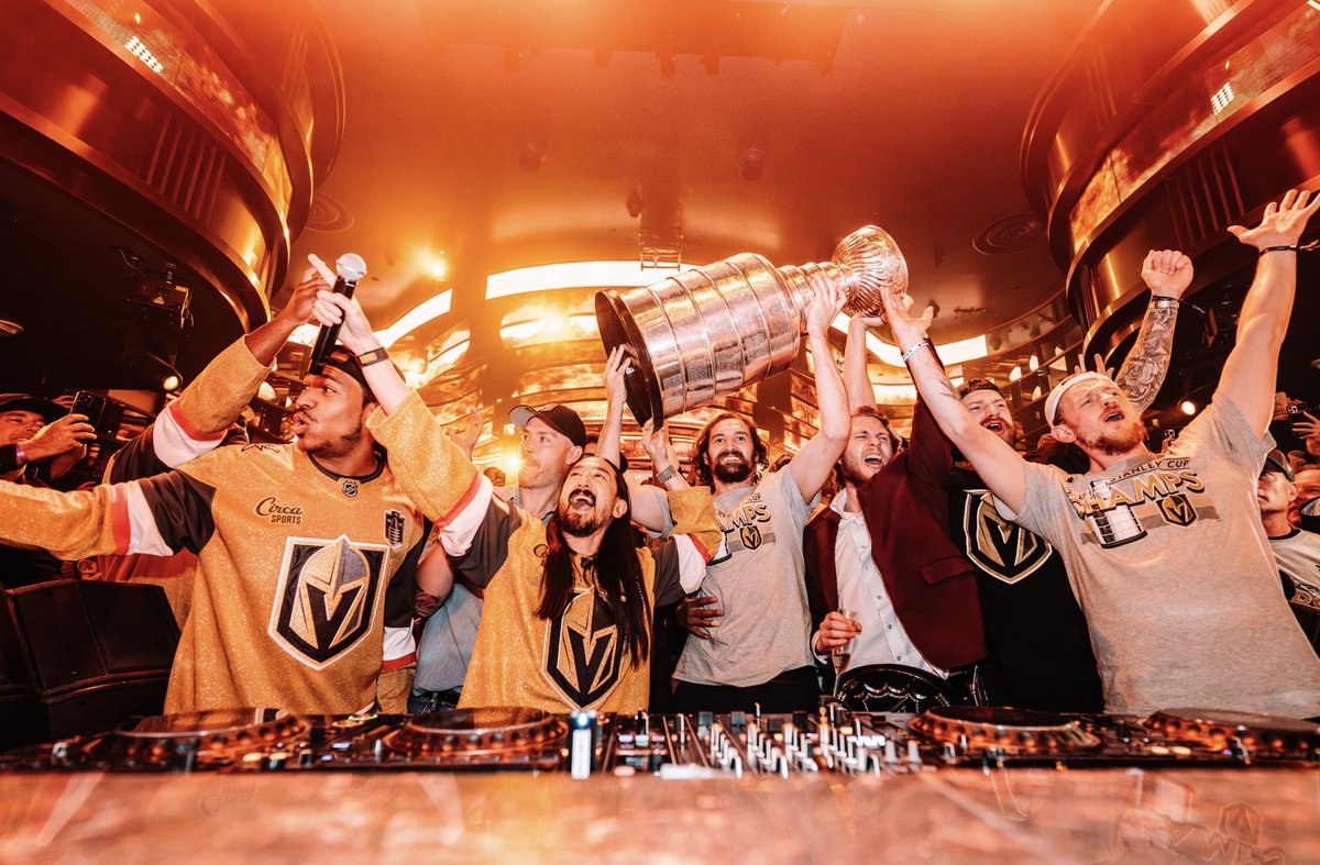 KTNV's tweet photo. The @GoldenKnights brought their post-game celebration (and Lord Stanley himself) to OMNIA last night. 👀 #GoKnightsGo https://t.co/IHuuP9Md03 https://t.co/E5KMUfDFim