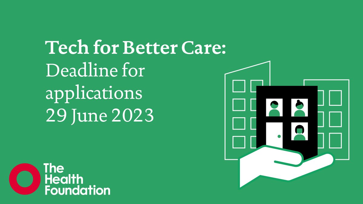 HealthFdn's tweet photo. Making progress on new ideas is challenging, given current pressures on resource in the care sector. 

That’s why our new Tech for Better Care programme is offering care providers up to £30,000 funding for testing new approaches to care. 

Apply now ⬇️

https://t.co/iaCkKhvvij https://t.co/vjdKRdVRHd