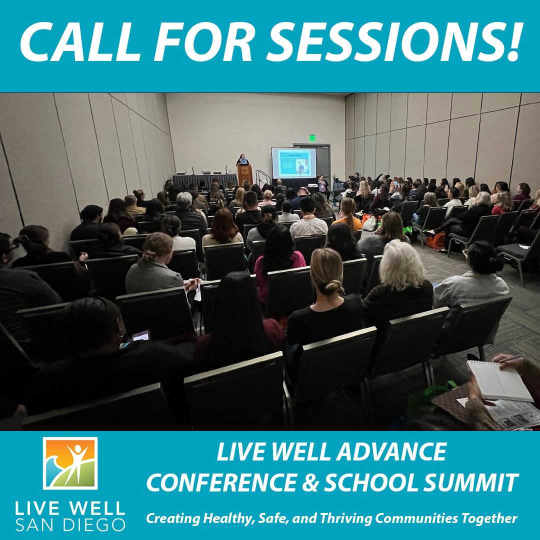 Now accepting proposals for conference breakout sessions for this year's Live Well Advance! Presentation summaries of 250 words or less from all areas of Building Better Health, Living Safely, and Thriving will be considered. Learn more: sessionize.com/live-well-adva…
#LiveWellSD