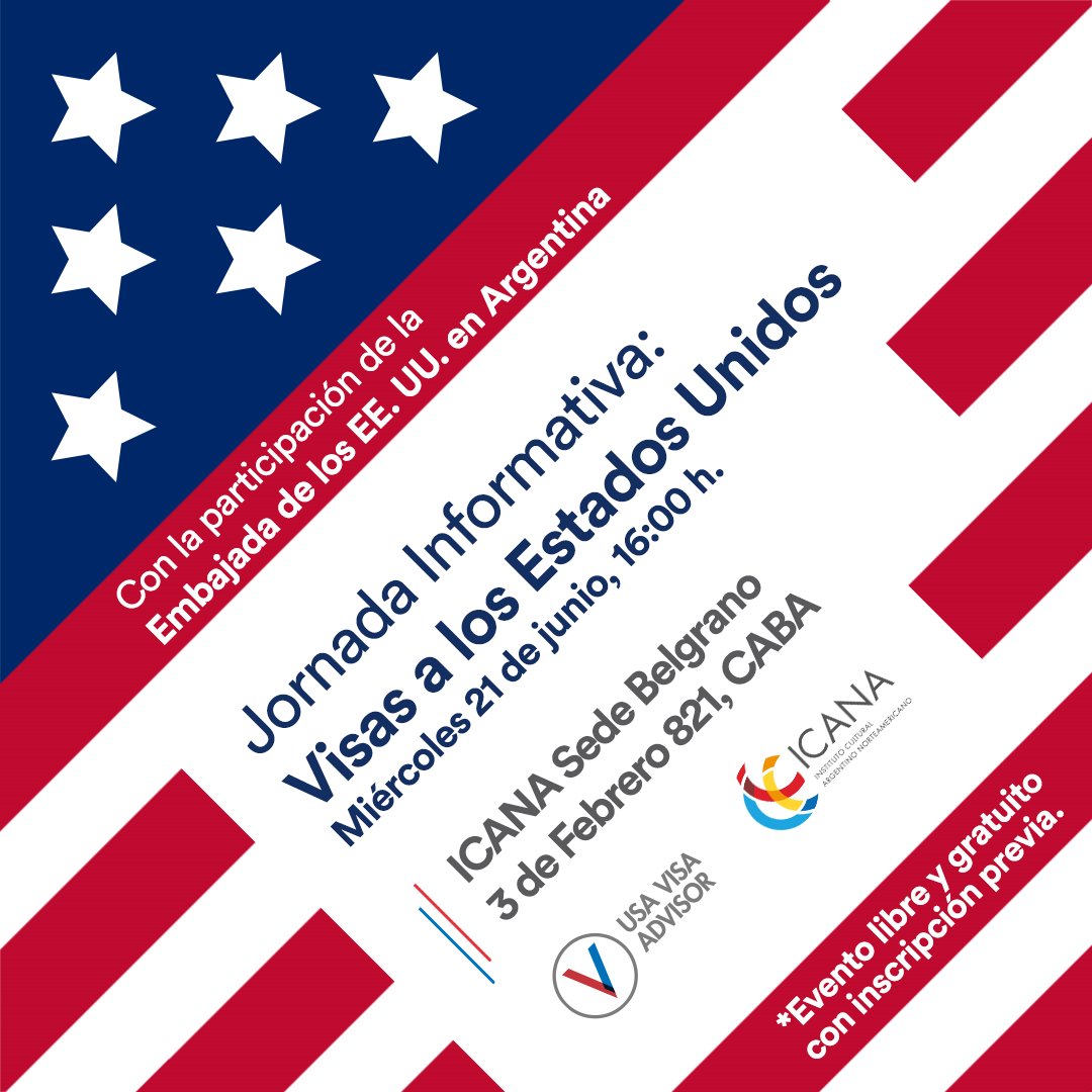 📢 ¡Atención a todos los interesados en viajar a los Estados Unidos! No te pierdas nuestra Jornada Informativa sobre Visas a los Estados Unidos, en colaboración con la <a href="/EmbajadaEEUUarg/">Embajada de EEUU en Argentina</a>  

👉 Toda la info sobre el evento por: forms.gle/Z6TH3MgYKnyzRq…

#ElIntercambioFortalece