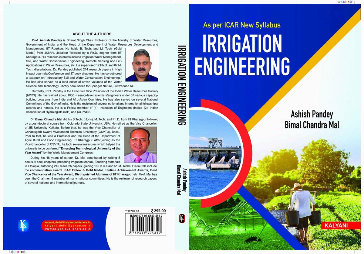 The new textbook on “Irrigation Engineering” shall be useful for undergraduate students at Indian Universities and in other developing countries of the world.