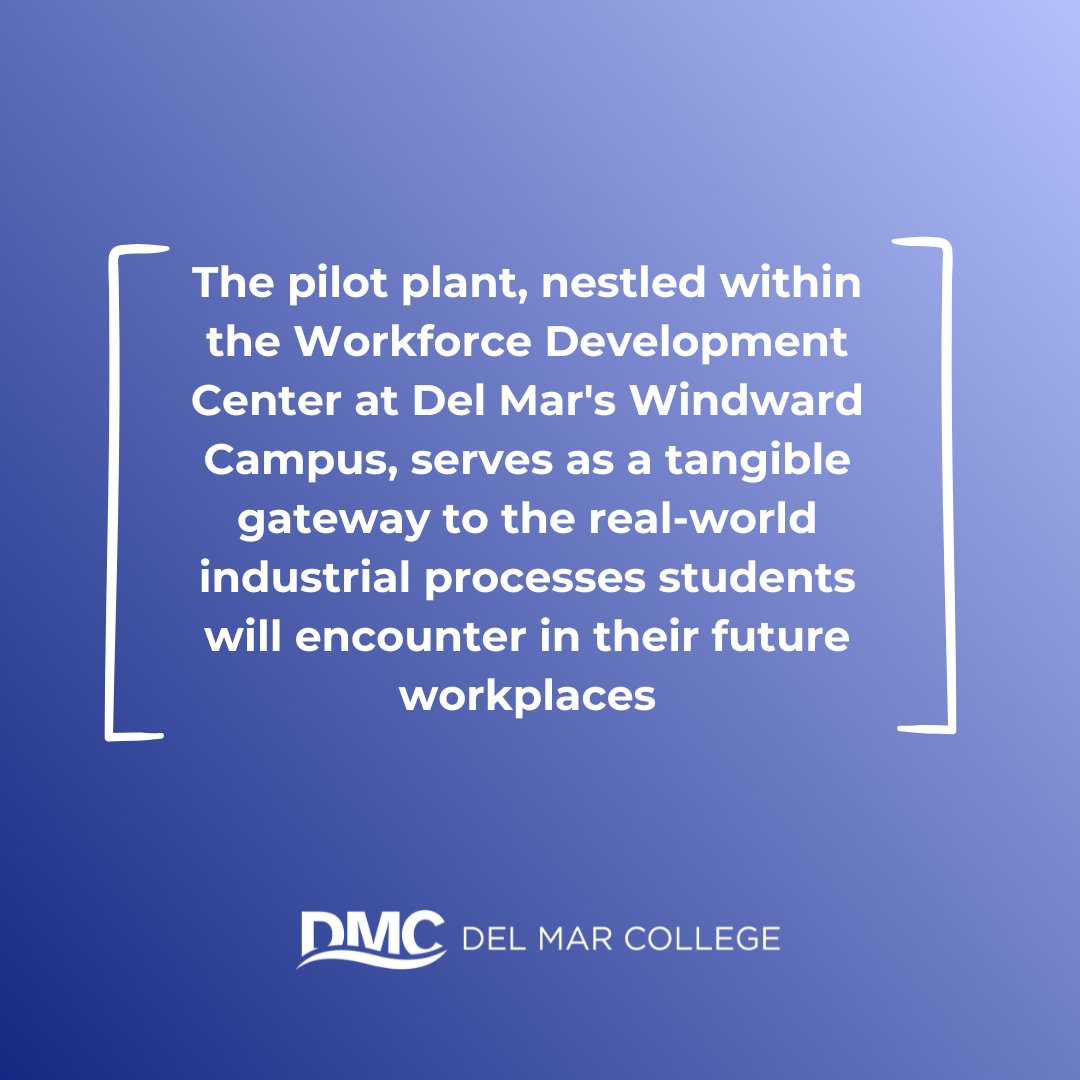 DelMarWORKS's tweet image. The pilot plant gives students interactive experiences that mimic the work environments they will be working in.

Read more: bit.ly/3oDyw8M. #ProcessTech #DelMarWORKS #CareerDevelopment