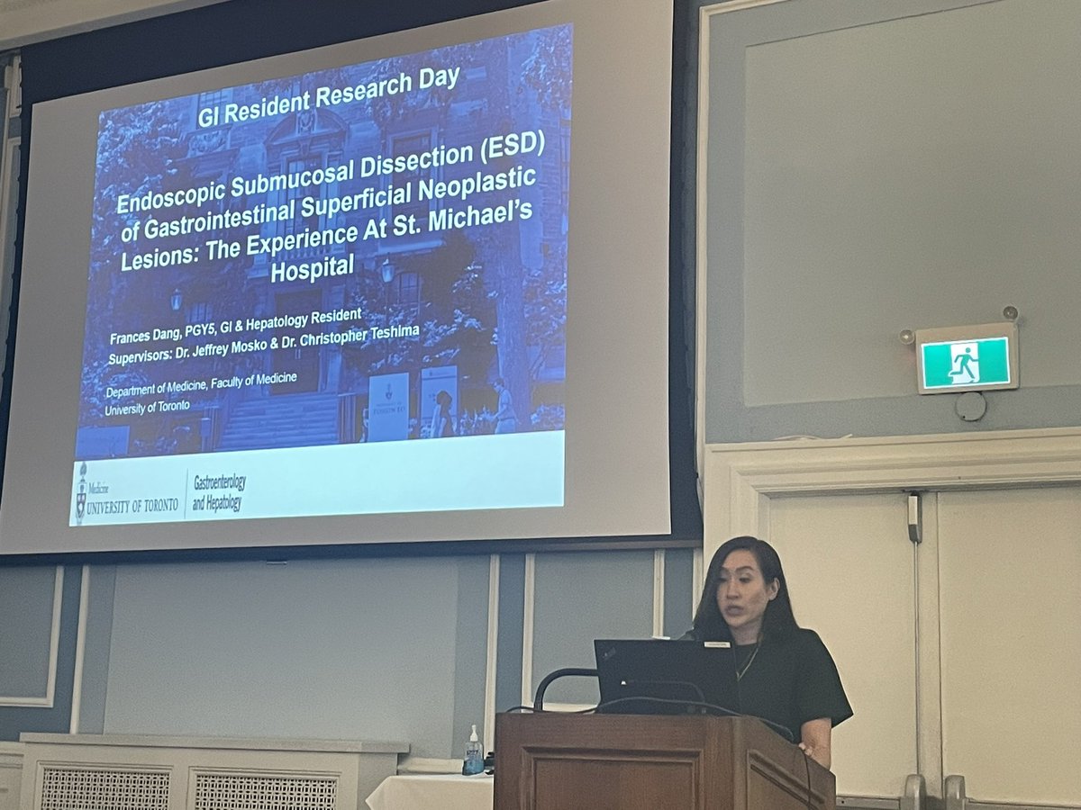 Dr. Frances Dang reporting in the @SMH_GI experience with ESD for superficial neoplasia