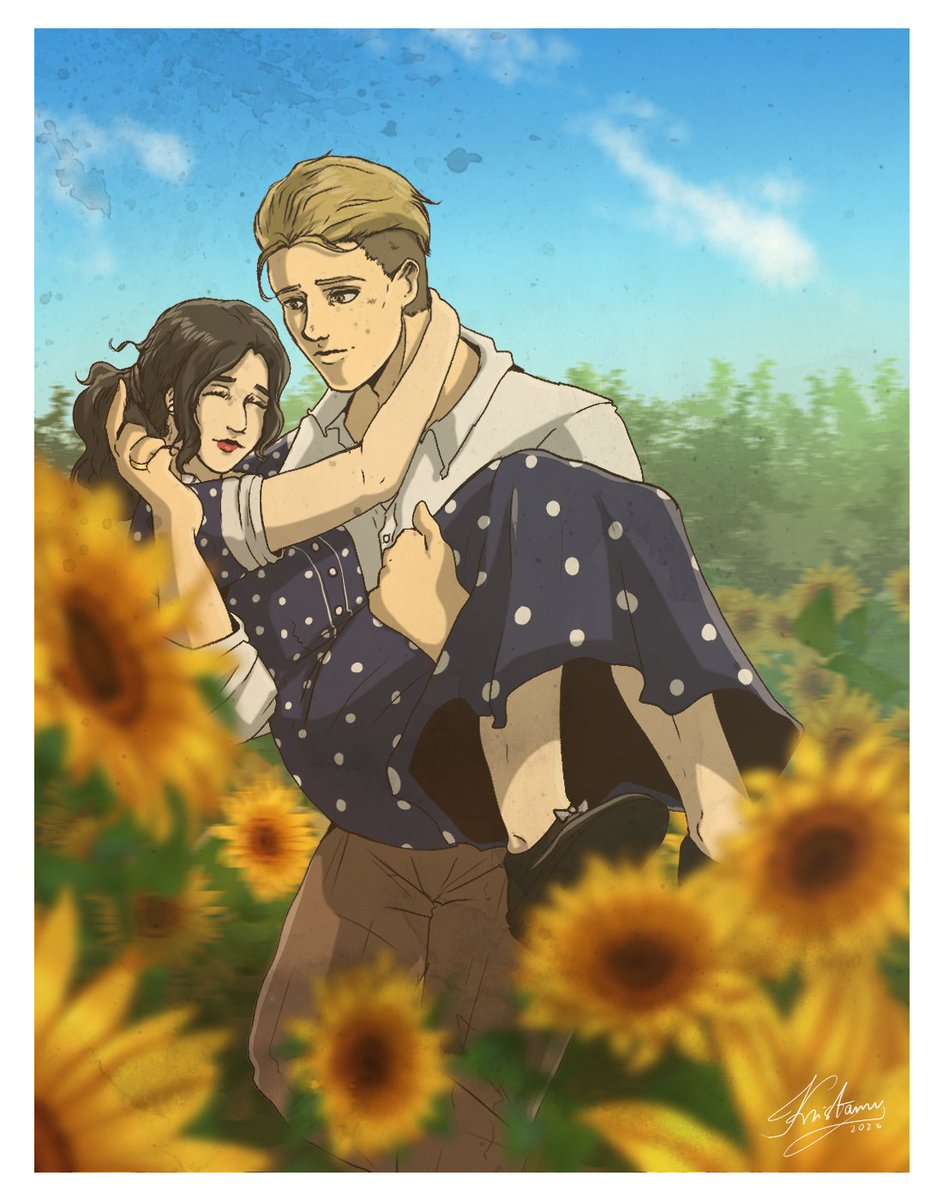 Simple 1940s AU married pokopiku, because drawing the bgs for the zines made me exhausted
#pokopiku #pokopikku