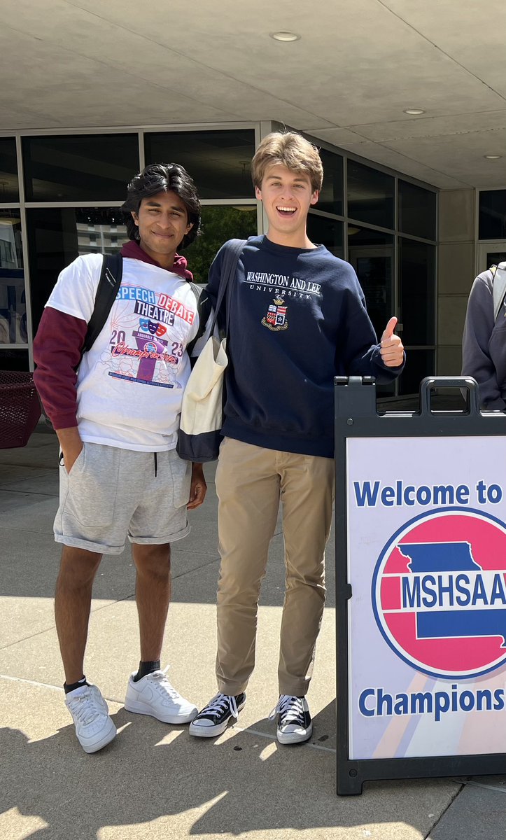 Good luck to our debate competitors who advanced to round 9 and day three of debate rounds at <a href="/speechanddebate/">National Speech & Debate Association</a> #Nats23!

Nate and Katy from <a href="/mrhhighschool/">MRH High School</a> in CX

Carter from <a href="/CHS4N6/">Clayton HS Forensics</a> in LD

Carter and Ronith from <a href="/MarquetteStangs/">Marquette Mustangs</a> in PF