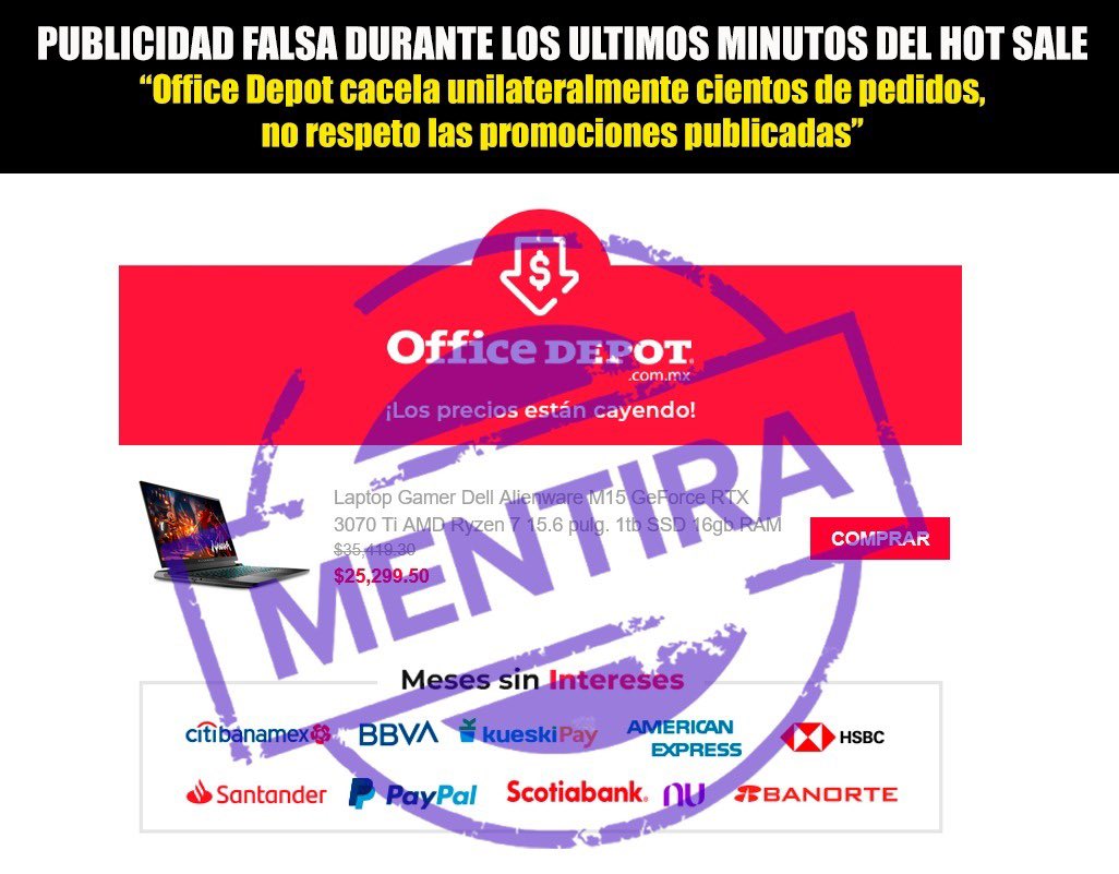 @SheffieldGto @lopezobrador_ @Profeco Y @OfficeDepotMex  sigue mintiendo con su publicidad falsa y sin darnos una solución por una laptop que compramos en HotSale, #OfficeDepotNoCumple