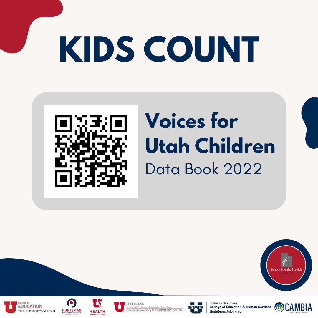 Data is a critical component that informs school mental health funding and policy at the local and state level. The Kids Count Data is a great tool that provides data on key indicators that impact school mental health. 
 #UtahSchoolCounselor #SchoolMentalHealth #UtahSMHCollab