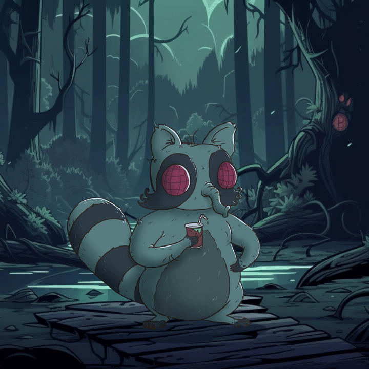 Hi everyone! Diego here, I’ve been doing some SCIENCE!

I found this racc0on wandering through the woods. But there’s something a bit off about him! His eyes look like a crystal fruit bowl, and I can’t make out what he’s saying with that PROBOSCIS!  

What should we do? 🦝 🪰❓