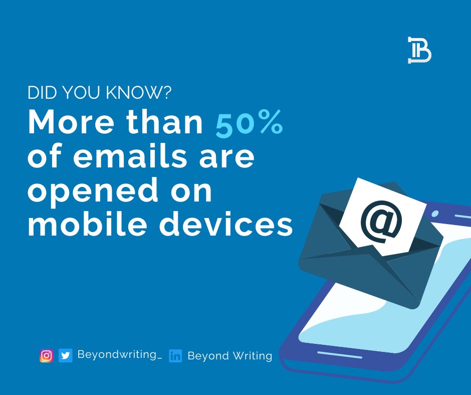 BeyondWriting_'s tweet image. It is crucial to ensure that your emails are optimised for mobile. One way of achieving this is by using a responsive design that adapts to different screen sizes, keeping the email copy concise, and using a single-column layout.
#beyondwriting #emailwriting #emailmarketing