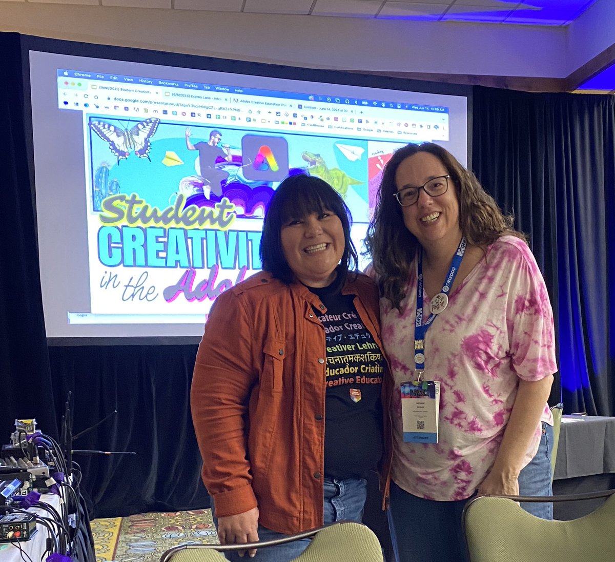 So excited to learn from <a href="/B_OutoftheBox/">Brooke Lowery</a> this week at #innedco2023! Brooke and her friends <a href="/friEdTechnology/">friEdTechnology Team</a> got me through the pandemic. Loved meeting her in person! #fangirl