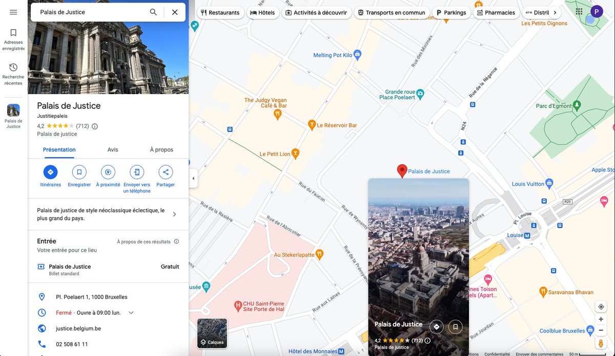 PhilippeDesalle's tweet image. Vous pensiez ne jamais voir le Palais de Justice de #Brussels sans les échafaudages? Grâce à sa fonction #ImmersiveView, @googlemaps permet désormais de le découvrir au travers d&apos;une image à 360°. Même chose pour le Beffroi de #Bruges ou l&apos;Hôtel de ville de #Bruxelles.