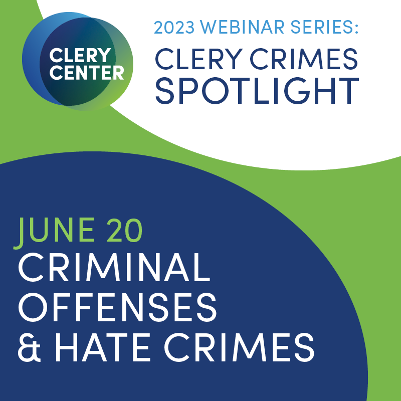 Only a few days left to register for our free Clery Crime Spotlight: Criminal Offenses and Hate Crimes webinar on June 20. Register now: ow.ly/NTeq50OOqjh