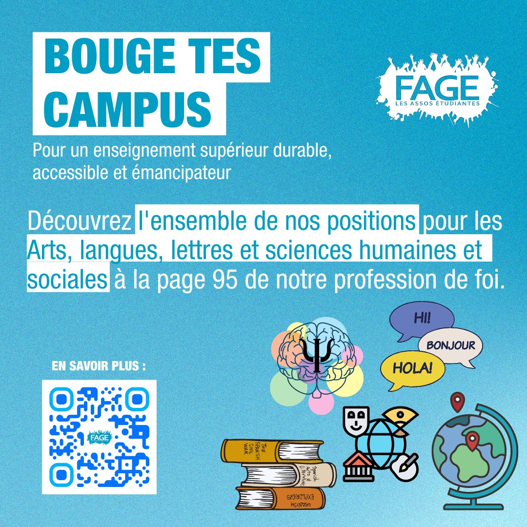 #CNESER | Les ALLSHS doivent être un parcours d'épanouissement.

@La_FAGE demande :

🔵Une augmentation des moyens financiers, humains, matériels et autre nécessité à ces formations

🔵  Une revalorisation des filières ALLSHS

Et bien plus ici : linkr.bio/la_fage_cneser