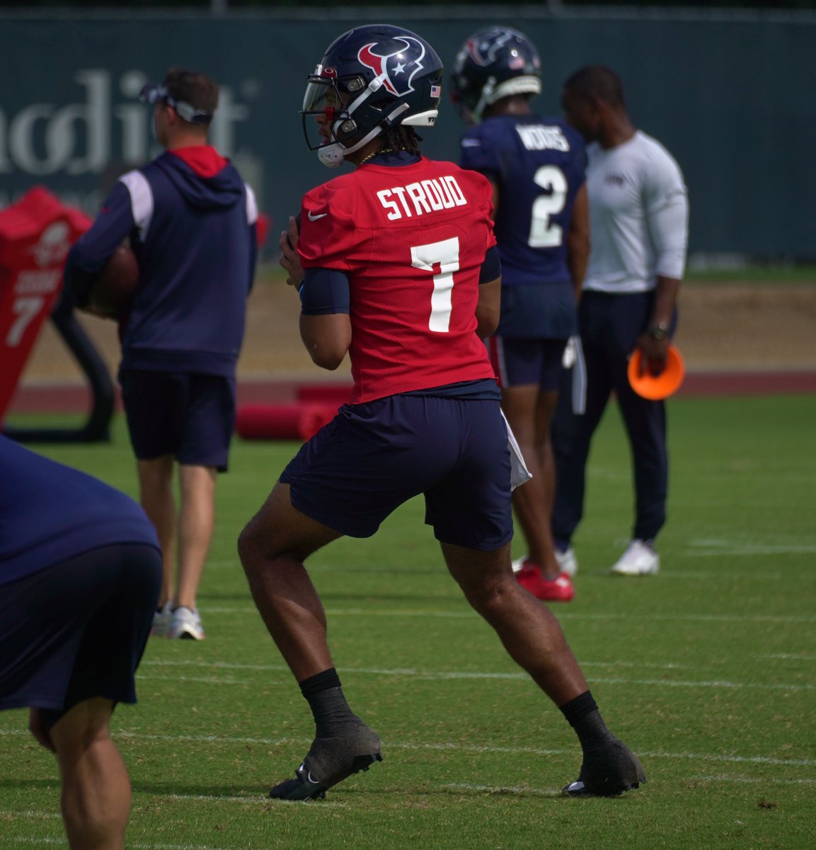 ApolloTexans's tweet photo. After throwing a pick 6 to Eric Murray on his first 11 on 11 drill today, CJ Stroud drives down the field and throws a TD. 

In the process, he completed passes to Nico Collins, Noah Brown, Devin Singletary, and Dalton Schultz who caught the TD. 

The rook is looking good 👀 https://t.co/HKrNp3hQ1Z