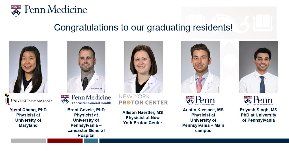 Congratulations to the graduating Penn Medical Physics Residency Class of 2023!  We are so proud of your accomplishments and excited for your future! 
🎓🙌🥳#medphys #radonc