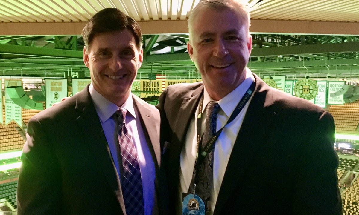 RochieWBZ's tweet photo. I know much of the former Bruins focus is on Bruce Cassidy, but want to send along former Bruin PR Man @EricTosi and Voice @DavidCGoucher on winning a #StanleyCup with the @GoldenKnights - So happy for two good people! @wbz https://t.co/DZad99XvoU