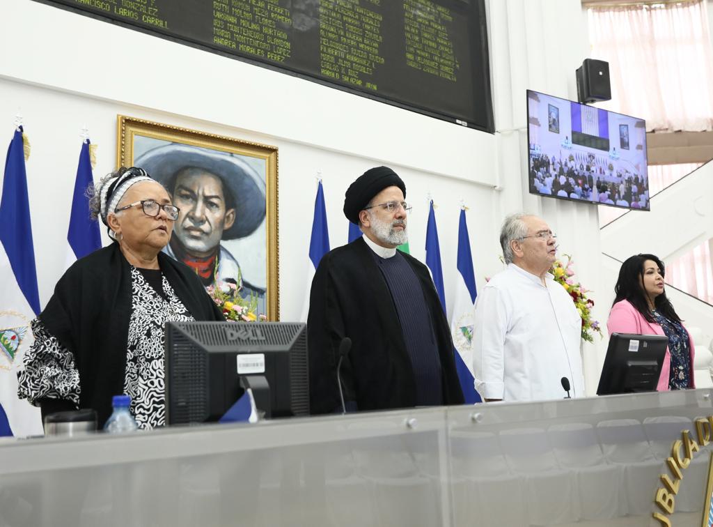 AsambleaNi's tweet photo. La mañana de este miércoles 14 de junio la Asamblea Nacional recibe la visita del presidente de la República Islámica de Irán compañero Ebrahim Raisi. https://t.co/Gde0WURWIO