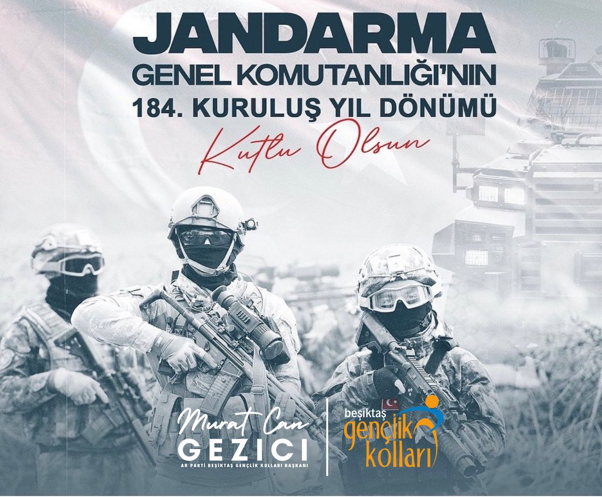 Devletimizin en köklü kuruluşları arasında yer alan, ülkemizin her bir tarafında fedakârca hizmette bulunan Jandarma Genel Komutanlığımızın 184. kuruluş yıl dönümünü tebrik ediyoruz.

Teşkilatımızın aziz şehitlerine Allah’tan rahmet diliyor, gazilerimize şükranlarımı sunuyoruz.