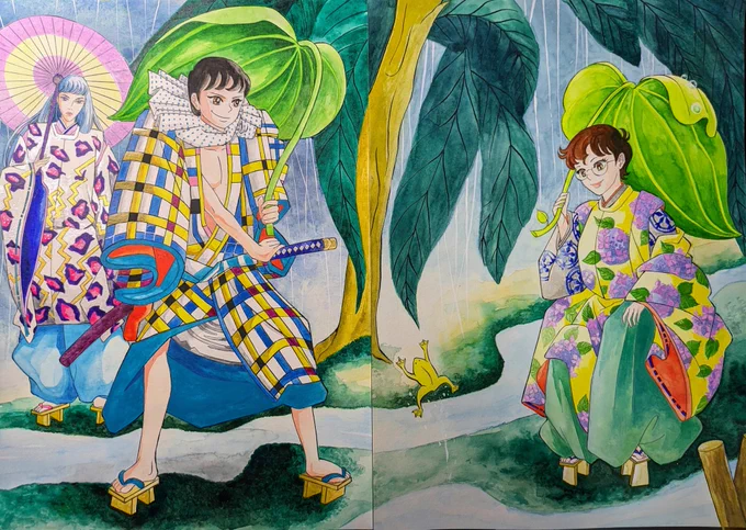2枚繋げるとこうなります。2枚組の絵を描いたのは初めてですね。#剛田武生誕祭 #ジャイアン#ジャイアン誕生日 #ドラえもん#耽美えもん 