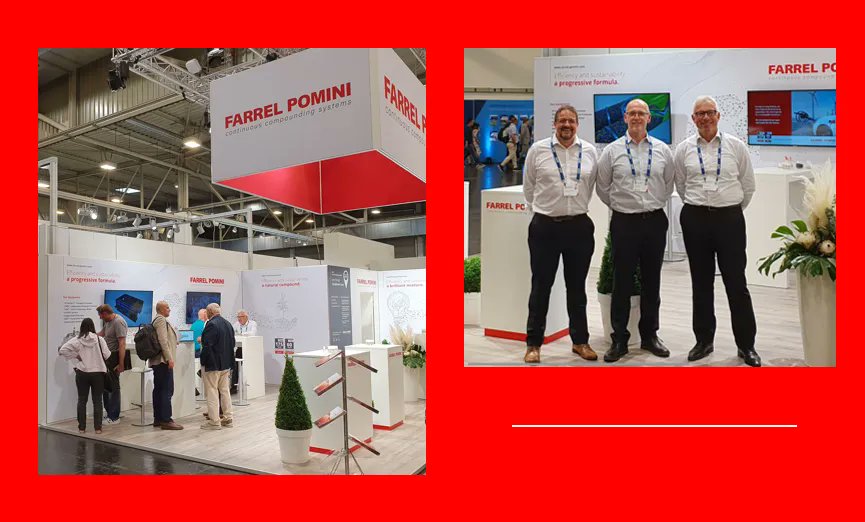 FarrelPomini's tweet photo. Day 1 of #CompoundingWorldExpo in #Essen Germany is in the books!  If you would like a copy of our presentation given today on 'The Advantages of Processing Recovered Carbon Black on a Continuous Mixer', email lsheehan@farrel.com.  Stop by and see us again tomorrow at Stand A415. https://t.co/N1M4IpGEh8