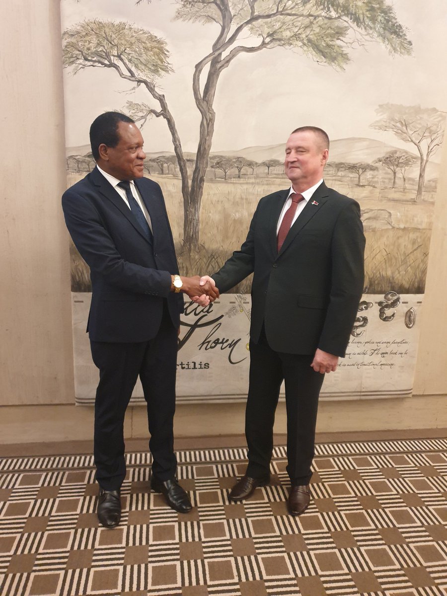 EmbBelarusZim's tweet photo. 14 June, ๐ง๐พ Deputy Prime Minister L. Zayats had meetings with Hon. A. #Masuka , Hon. F. #Shava and Hon. S. #Nzenza. During the meetings, the parties stated their readiness to deepen and widen ๐ง๐พ ๐ฟ๐ผ bilateral cooperation https://t.co/e8NsHBijKj