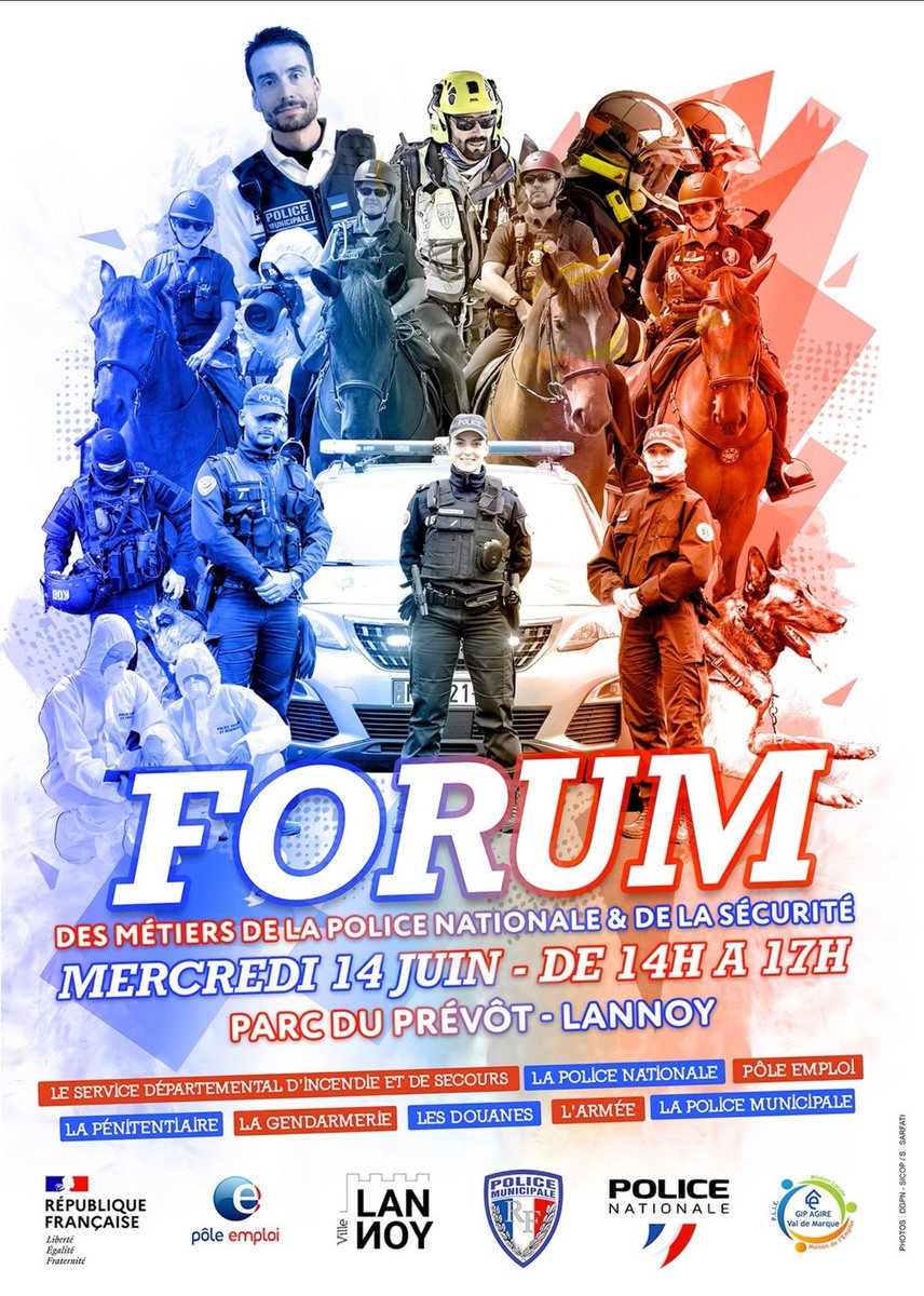 👮‍♀️🚨Fin du 1er forum des métiers de la <a href="/PoliceNationale/">Police nationale</a> et de la Sécurité de la ville de #lannoy
 @poleemploi_HDF  #hem se mobilise en tant que partenaire. 
Au programme #recrutement, sensibilisation des habitants, démonstrations par les unités opérationnelles. #Tousmobilisés