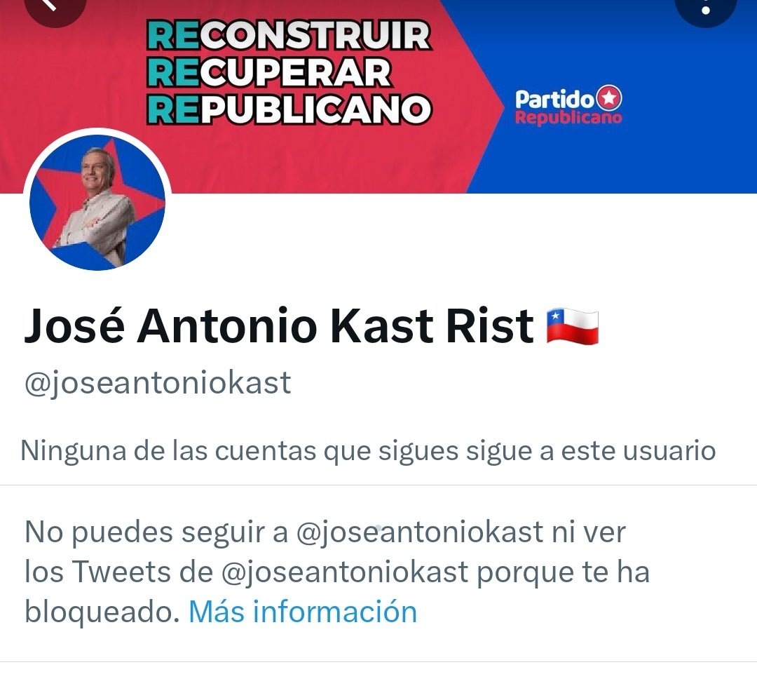 bjminelisa's tweet photo. Que se sepa que José Antonio Kast, un sujeto que pretendía ser presidente y representar a todo Chile, te bloquea por hacer una simple pregunta. Así es el extremismo, te silencia por el sólo hecho de cuestionar. https://t.co/guKzbVAkS1