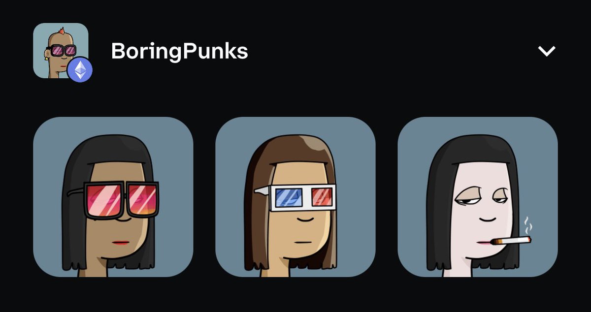 geootw's tweet image. Okay I’m very happy with selection 🤝🏽 @BoringPunks

What did you get 👀 drop them down bellow 👇🏼 

#BoringPunks #PunkFollowPunk #Bored #NFT