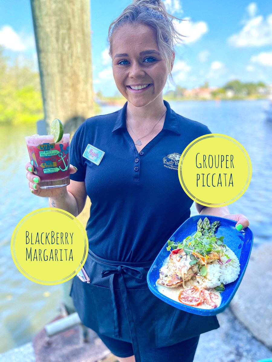 RustyBellies's tweet photo. Wednesday Lunch Special

Pan seared grouper served with jasmine rice and asparagus. Topped with a lemon caper sauce and micro greens. 

Also, try a refreshing Blackberry Margarita! 

#boat2bellie #lunchspecial #drinkspecial #seafoodie #goodeats #tarponsprings https://t.co/miWHM5oMgM