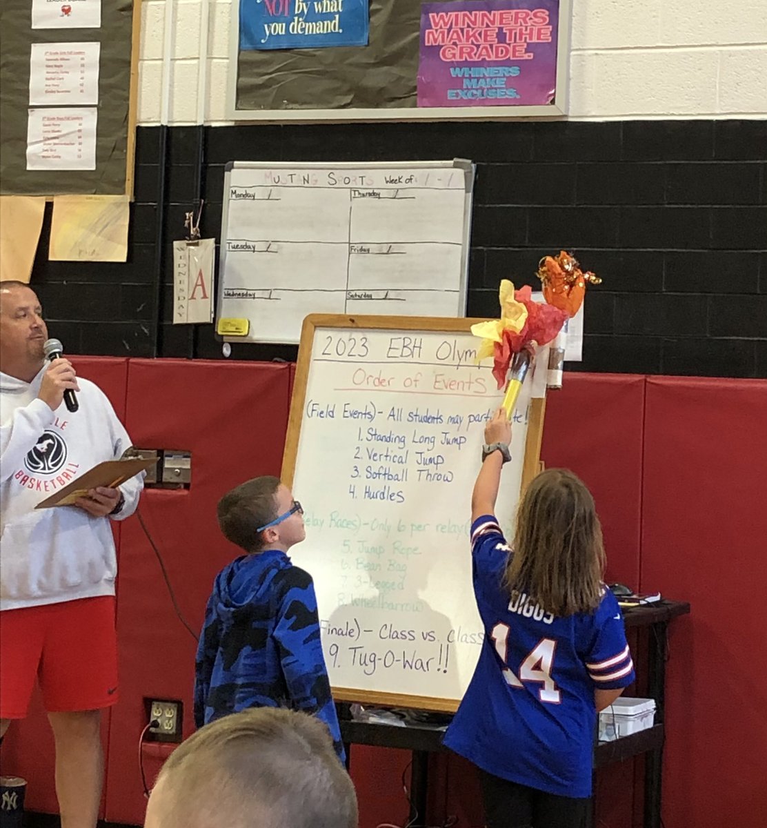 EBHSchool's tweet photo. #ebhschool.   The torch is lit!  3rd graders are ready for their Olympics! https://t.co/HwJEut3wMi