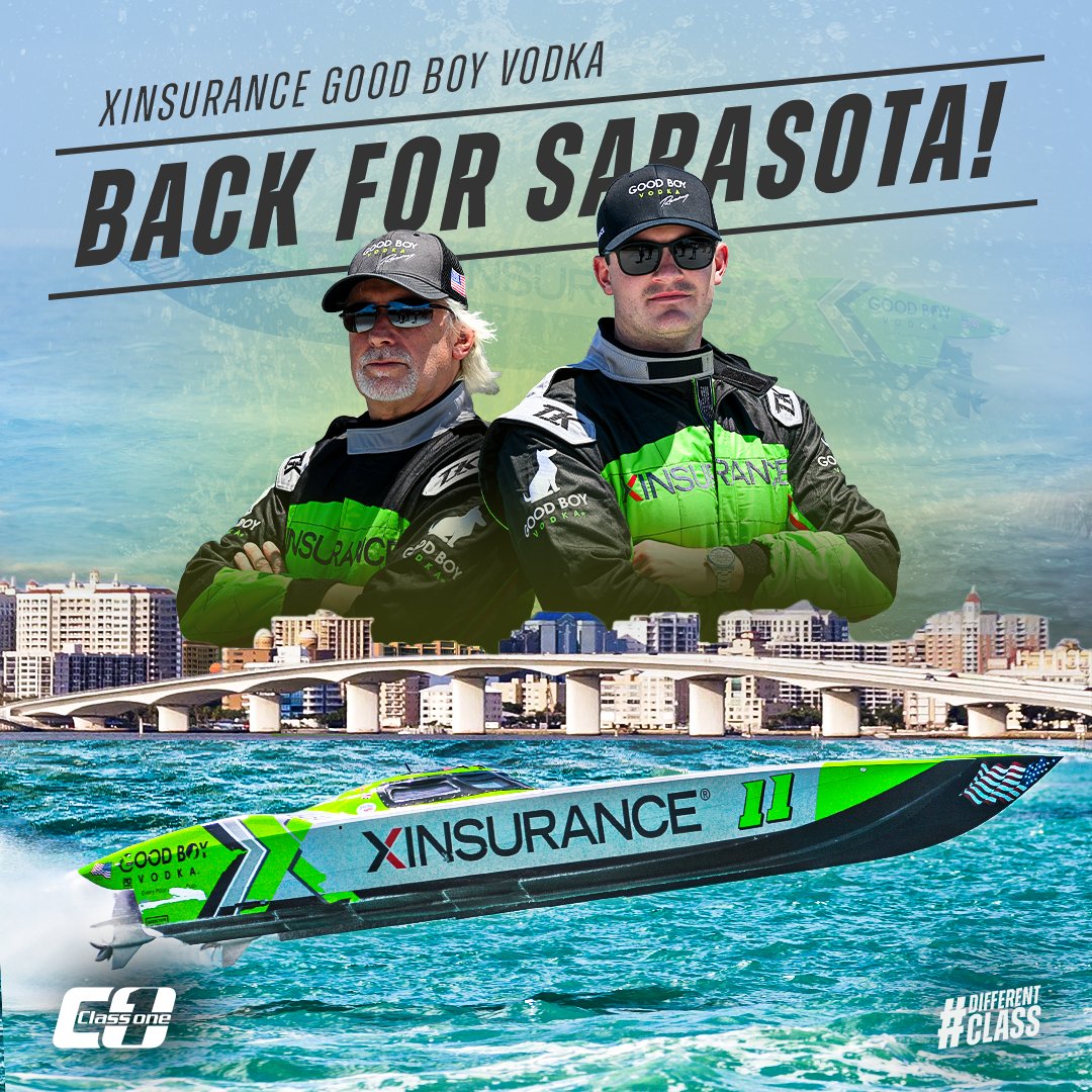Class1Offshore's tweet photo. 𝗖𝗢𝗡𝗙𝗜𝗥𝗠𝗘𝗗:  XINSURANCE GOOD BOY VODKA are back in business and will take part in their first race weekend of 2023 in Sarasota later this month. 🔥 

#Class1 | #DifferentClass | #Sarasota | #Motorsport | #Racing https://t.co/k3GFNIyy2k