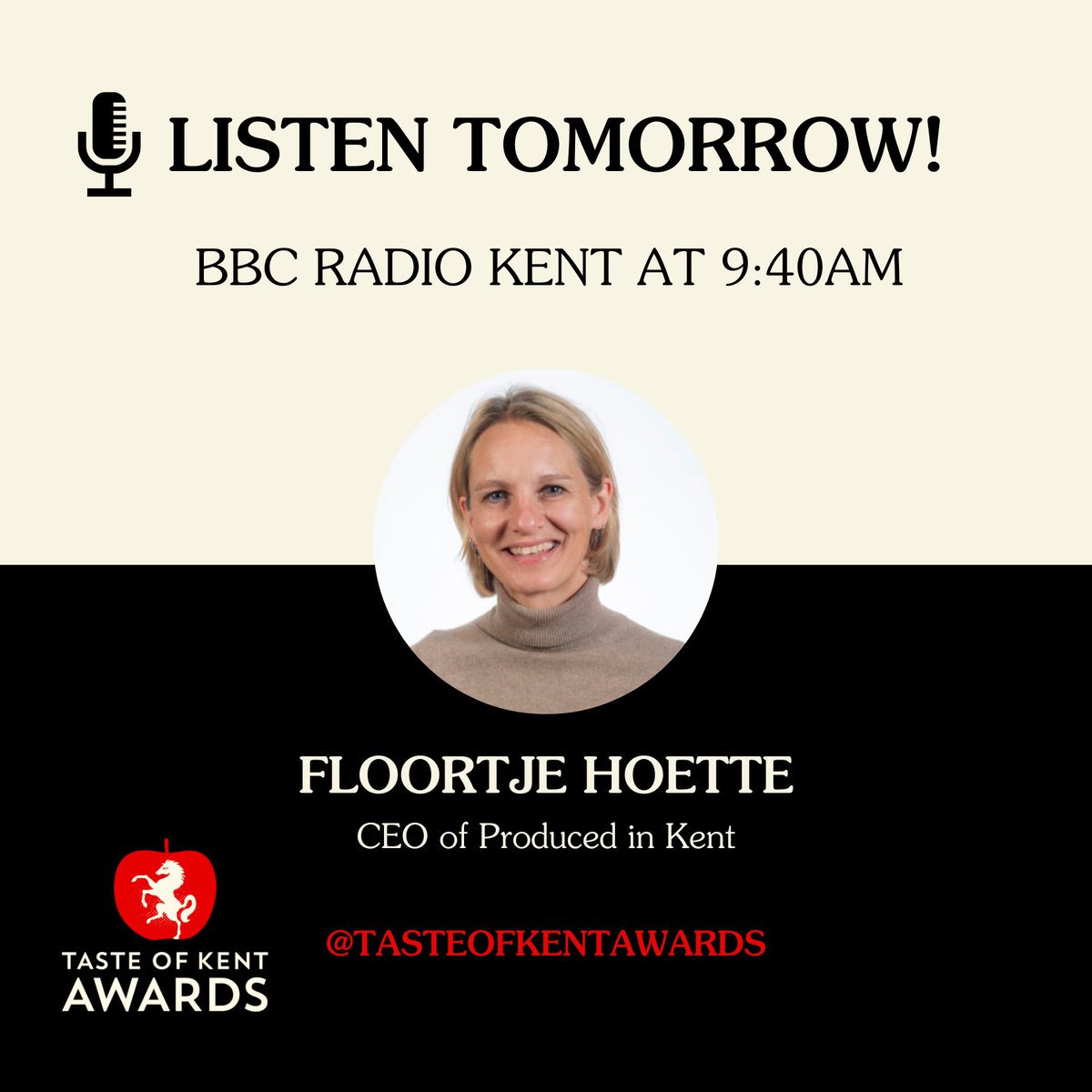 Tune in to BBC Radio Kent tomorrow at 9:40 am for Flo's interview about the Taste of Kent Awards and Food &amp; Drink Festival. Tickets still available for over 50 top-rated businesses showcasing their finest products. Don't miss out!

Get your tickets now -> ow.ly/tHy150OOqKH