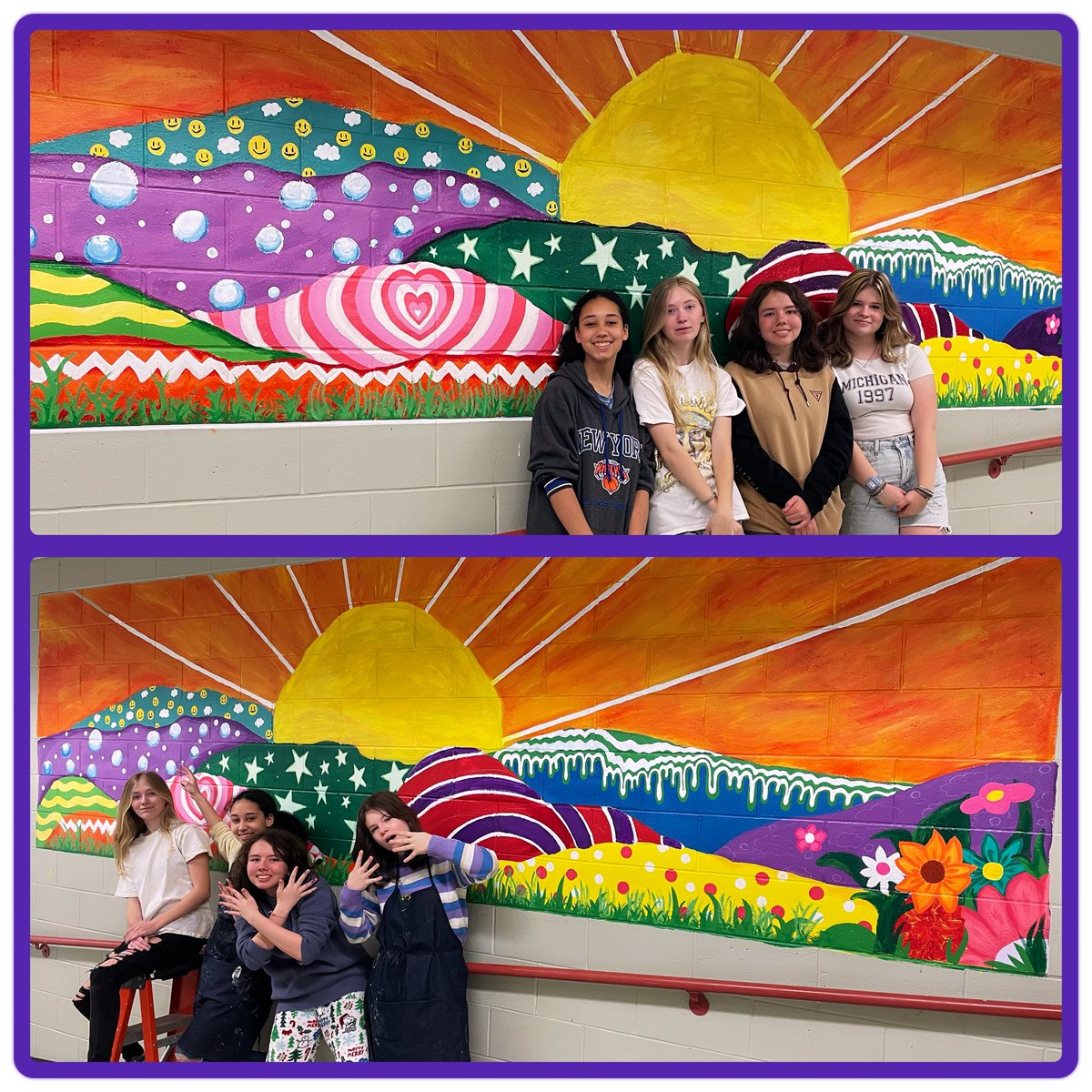 Maggie Warchalowsky (Messina) (@messinamaggie) on Twitter photo One of the highlights of my school year was working on this mural with these 4 talented 8th grade artists!! 2 out of the 4 will attend the arts academy and I am just so proud of their hard work, creativity, and overall positivity! <a href="/BayshoreMiddle/">BayshoreMiddleSchool</a> <a href="/GannonEdu/">Mike Gannon</a> @MTPSArts ☀️ One of the highlights of my school year was working on this mural with these 4 talented 8th grade artists!! 2 out of the 4 will attend the arts academy and I am just so proud of their hard work, creativity, and overall positivity! <a href="/BayshoreMiddle/">BayshoreMiddleSchool</a> <a href="/GannonEdu/">Mike Gannon</a> @MTPSArts ☀️