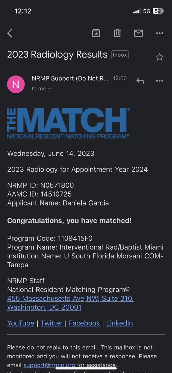 IT’S HAPPENING! 🎉🎉🎉🎉

Thrilled to join the AMAZING @MiamiVasc family next year! 

I’m so grateful to my family, friends and mentors for always supporting me. This has been my dream since day 1! 

I’m going to be an interventional radiologist! #Match2024 #irad