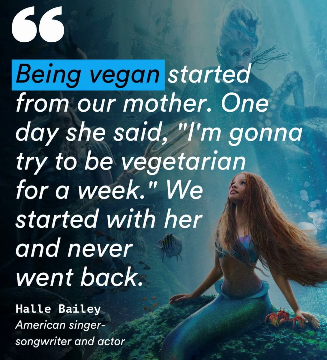 SteveLome's tweet image. So many celebrities, young and old, have embraced the power of a plant based diet for varying reasons.

Love to see things like this. Watched The Little Mermaid with my 6 plant based kids and knowing "Ariel" is vegan really excited them!