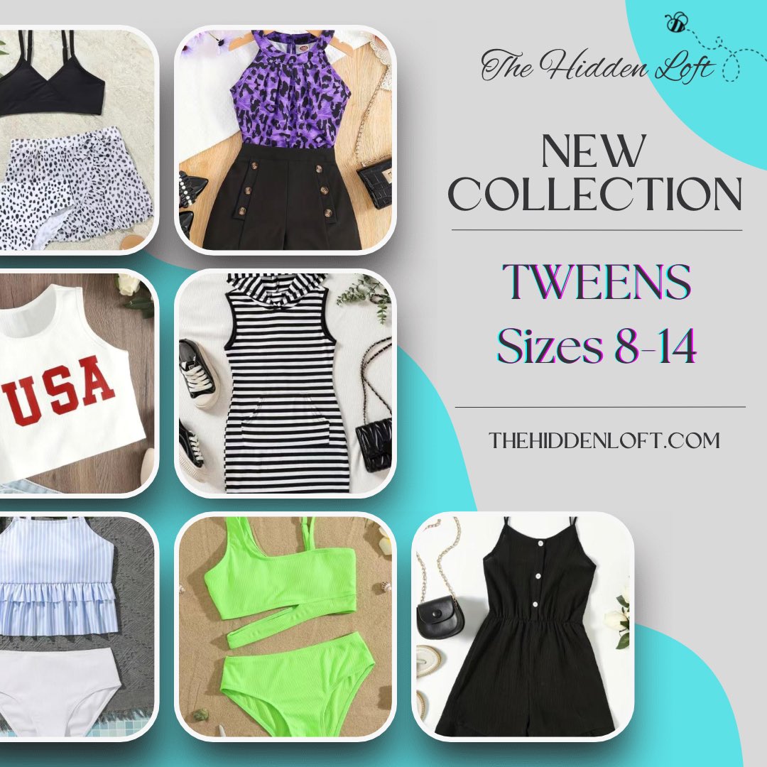thehiddenloft's tweet photo. Introducing the TWEEN COLLECTION! 
Girls sizes 8-14. 

🛍 https://t.co/m7wwRy93es

#thehiddenloft #tweengirl #tweenfashion #girlsfashion #summer #summervibes #smallbusiness #shopsmall #shopsmallbusiness #supportsmallbusiness https://t.co/LQjCSKn28c