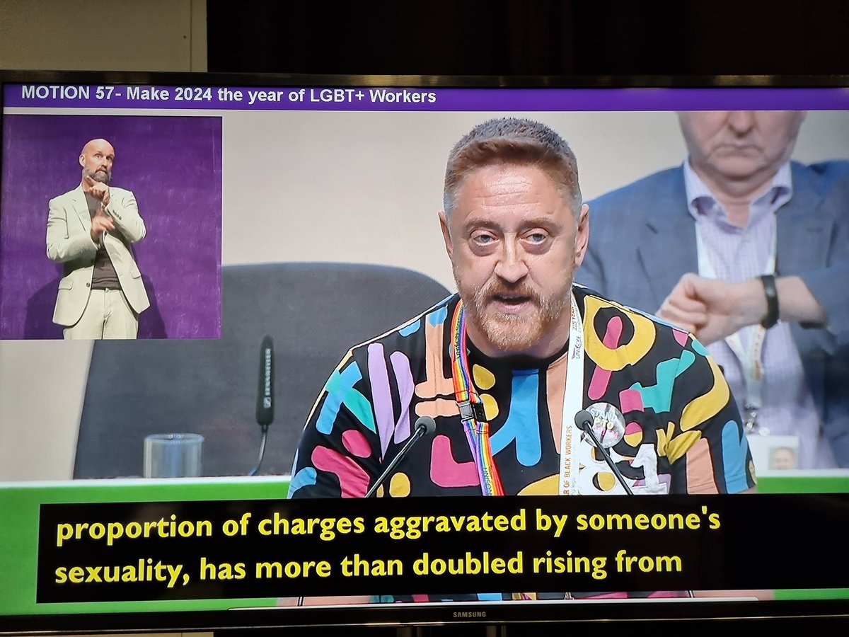 UNISONScotLGBT's tweet photo. Speaking on motion 57 make 2024 year of LGBT+ workers #undc23 #LGBTEquality #unisonscot https://t.co/AVwoNuzcOo